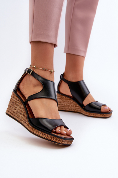 Damen Leder Keilsandalen von Maciejka 06657-01 Schwarz