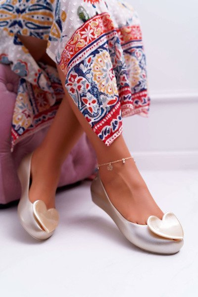 Gold Women's Meliski Ballerinas Hearts Diamond