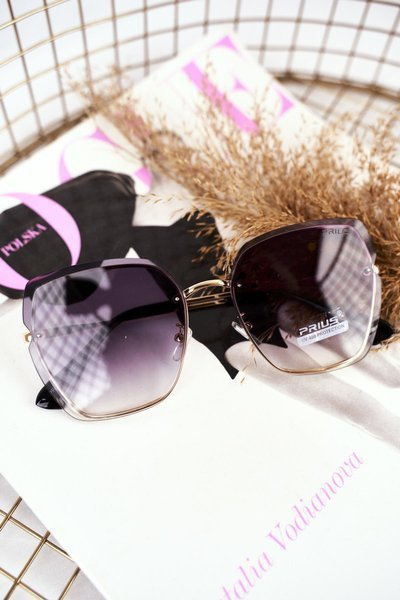 Ochelari de soare pentru femei Prius negru pre-34 Gradient de aur
