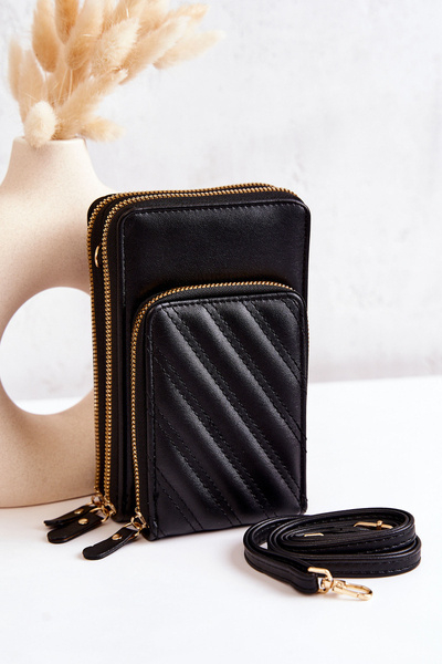 Sac à main portefeuille 2en1 sur fermeture éclair noir Themis