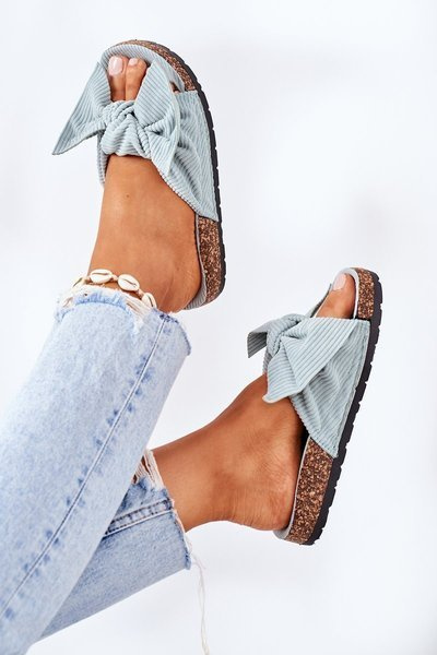 Cordbársony Papucs A Parafa Talp Világoszöld Nyáron