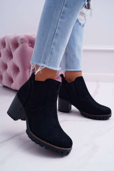 Damen Stiletto Stiefel Wildleder Schwarz Shanto
