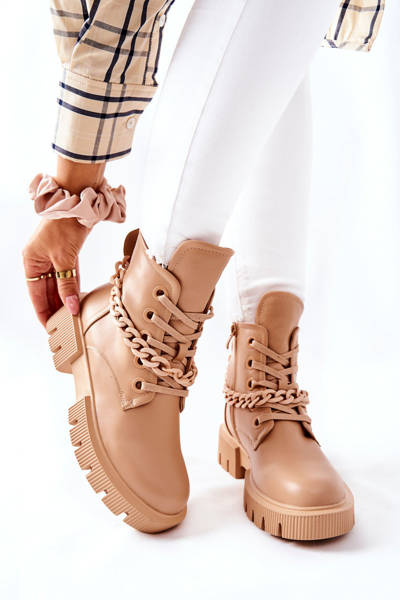 Bottes Hautes Cuir Beige Izzy