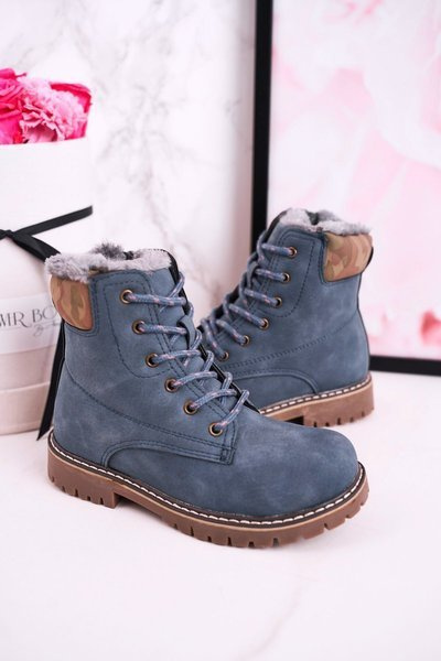 Bottes Pour Enfants Isolées Avec Fourrure Bleu Londres