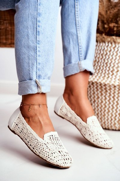 Lu Boo Geflochtene Ballerinas für Frauen Weiß 4Ever