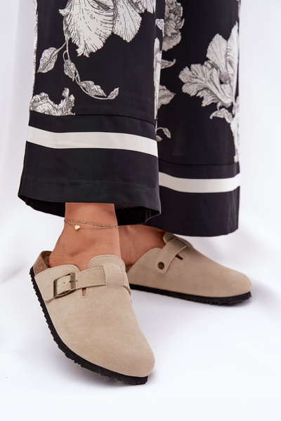 Sabots En Daim Pour Femmes Avec Boucle Big Star RR274A385 Beige