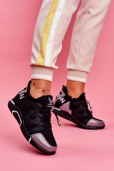 Sportiv cu fermoar pentru femei și pantofi pull-up Black Grey Terfin