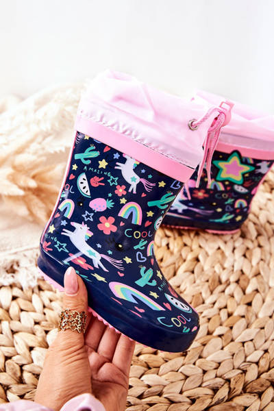 Vaikiški guminiai Galoshes batai Navy Unicorn Alemanie