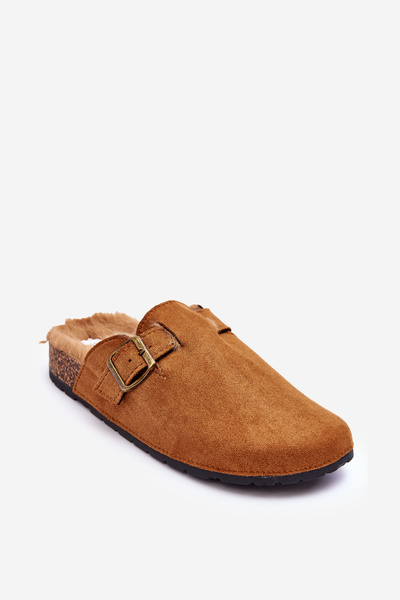 Damen Wildleder Pantoffeln Mit Fell Braun Haidamia