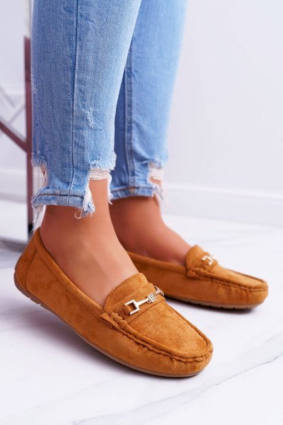 Mocassins Confort Femme En Daim Camel Anzio