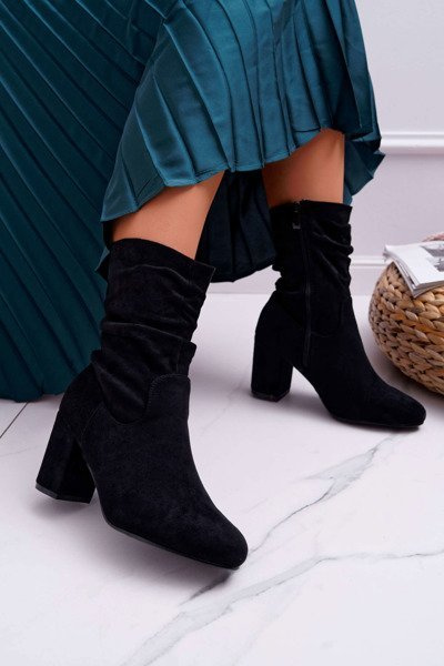 Bottes à talons aiguilles pour femmes en daim noir sans fin