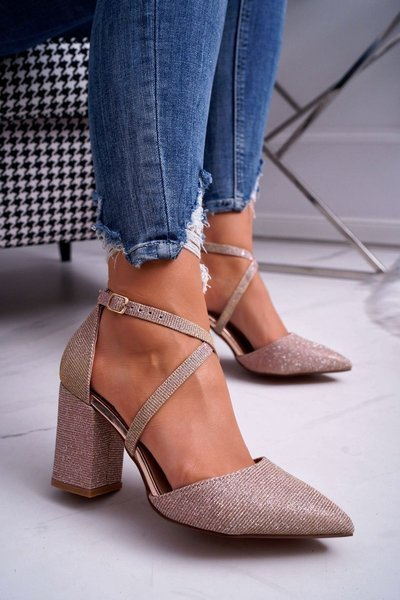 Moteriškos „stiletto“ sandalai „Brocade Champagne Perset“.