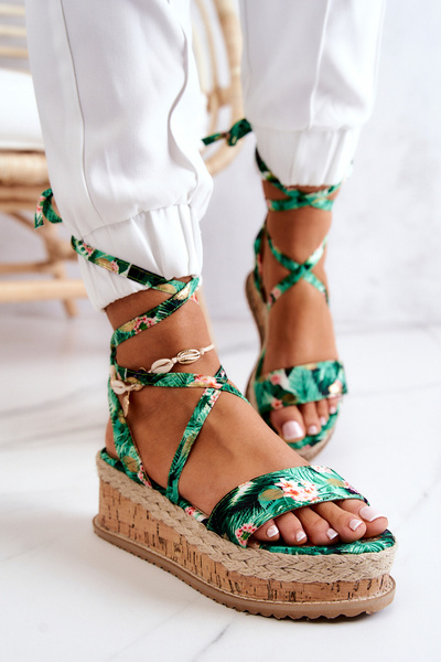 Sandalai Espadrilles On Wedge Green Roxanne Flowers