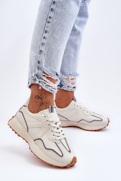 Women's Leather Sport Shoes Beige Faro