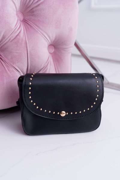 Women's Chest Handtasche Goldene Nieten Schwarz