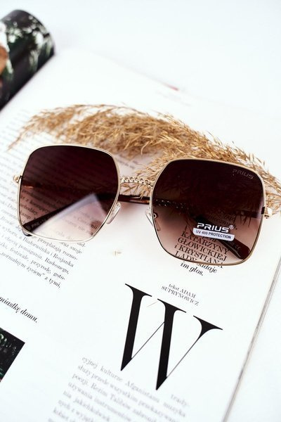 Moteriški akiniai nuo saulės Prius PRE-14 Gold Mirror Gradient