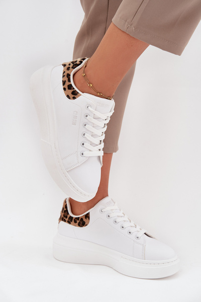 Baskets Femme Sur Plateforme Big Star SS274247 Blanche Panthère