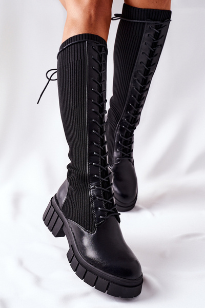 Bottes hautes avec chaussette Noir Monteri