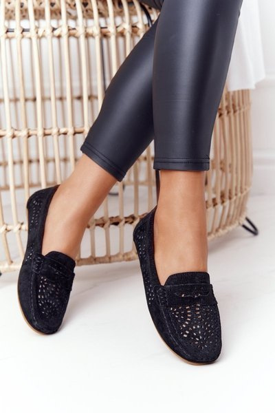Suede Openwork Women Loafers S.Barski Black
