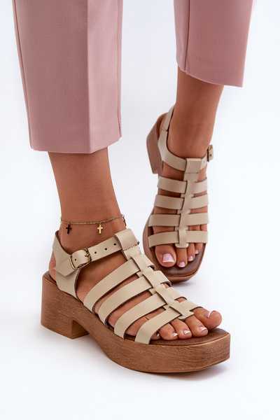 Sandales Cuir Femme Zazoo 40410 Beige