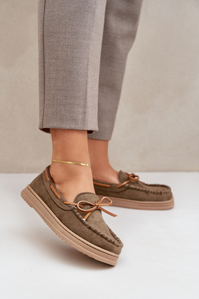 Mocassins Femmes Sur Semelle Plate Vert Foncé Timannie