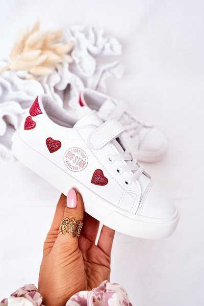 Baskets En Cuir Pour Enfants Avec Velcro BIG STAR HH374001 Blanc