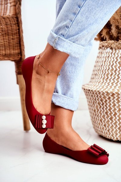 Ballerines En Caoutchouc Noeuds Rouge Joleen