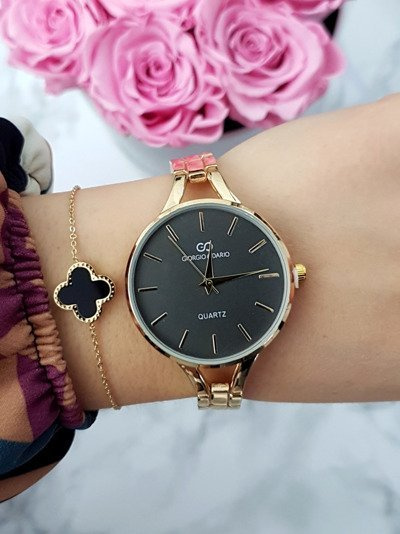 Women's Watch Giorgio & Dario Gold Large Black Debby Dial