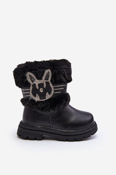 Bottes de Neige Enfant avec Fourrure Noir Lunami