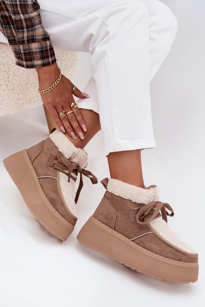 Damentrockenstiefel auf Platform mit Fell Beige Florivelle