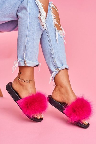 Női papucs Fuchsia Naturis természetes szőrmével