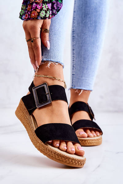 Damen Wildleder Sandalen Big Star JJ276031 Schwarz