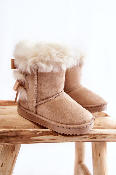 Bottes de neige isolées pour enfants avec nœuds Beige clair Funky