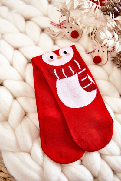 Weihnachtssocken für Damen mit Pinguinmuster Rote