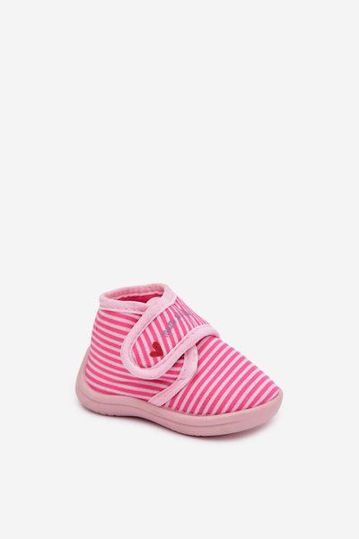 Chaussons pour enfants à bandes roses Lavelle à velcro