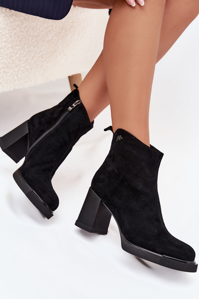 Botine din piele nubuk pentru femei Vinceza 91142 Negru