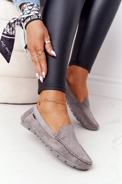 Mocassins En Daim Femme Gris Saint-Marin