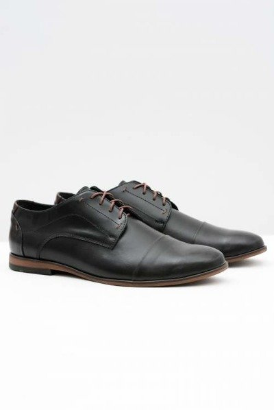 Herren Livio Leder Schwarz Semi-Schuhe