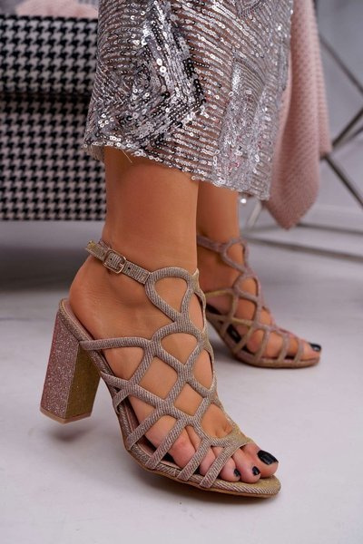 Sandale stiletto feminin Brocade șampanie gete