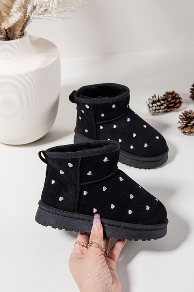 Bottes d'hiver pour enfants avec cœurs Noires Gracina