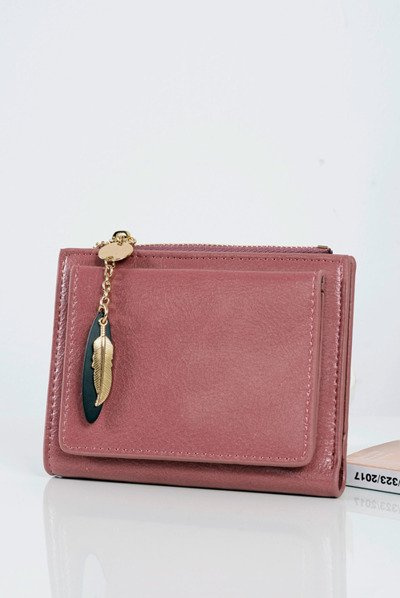 Damen Rosa Brieftasche Goldene Feder Geldbörse