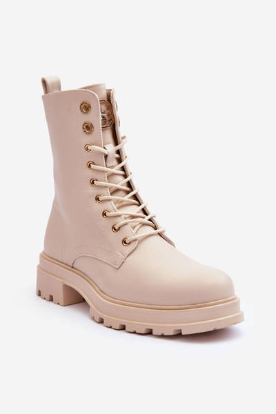Mocassins En Cuir Bottes Avec Décoration Beige Yemannis