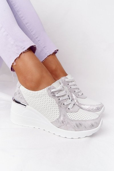 Adidași cu pană din piele s.barski alb-arzătoare