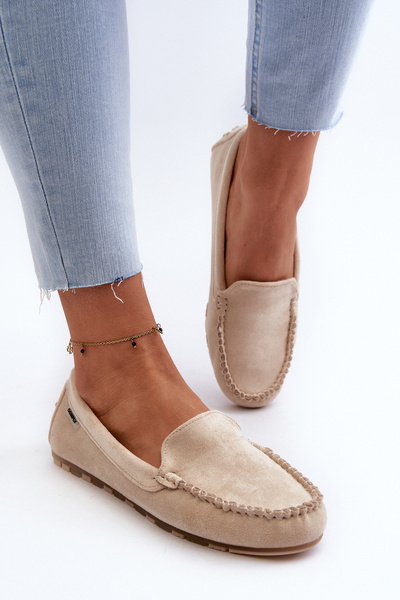 Women's Beige Faux Suede Moccasins Amrutia