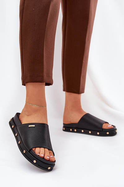Damen Plattform Sandalen Mit Nieten Big Star RR274214 Schwarz