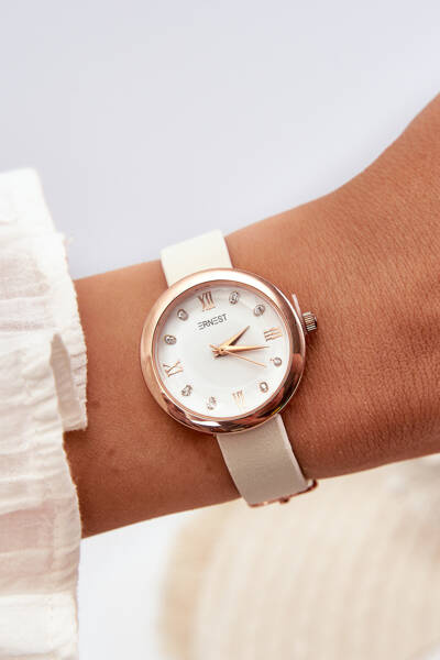 Montre Femme Avec Bracelet Fin Cuir Eco Beige Ernest E62146