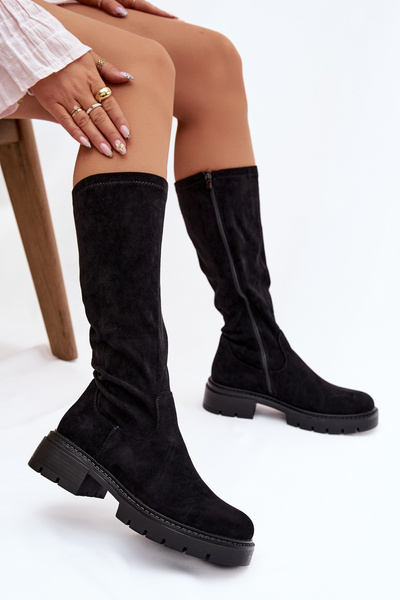 Women's boots from eco suede black Oceana