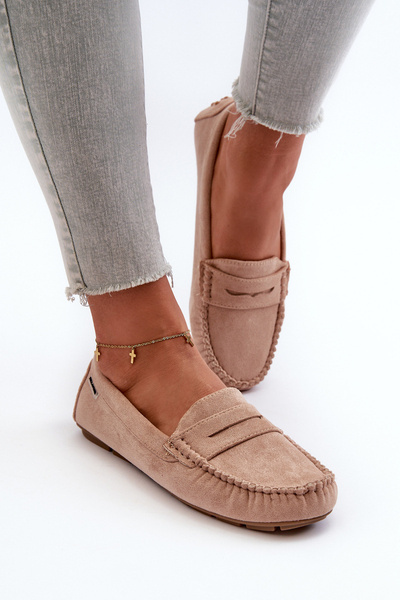 Mocassins Beiges En Daim Synthétique Pour Femme Rerceria