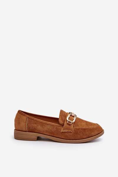 Women's Suede Loafers with Flat Heel Camel Misal