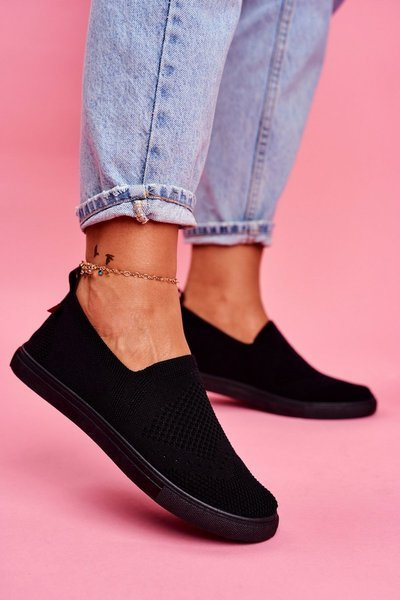 Chaussures de tennis à enfiler pour femmes noires Big Star FF274A609